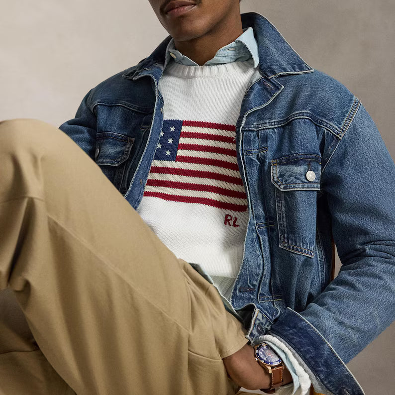 Ralph Lauren American Flag Knit Sweater | Vintage Crewneck Jumper