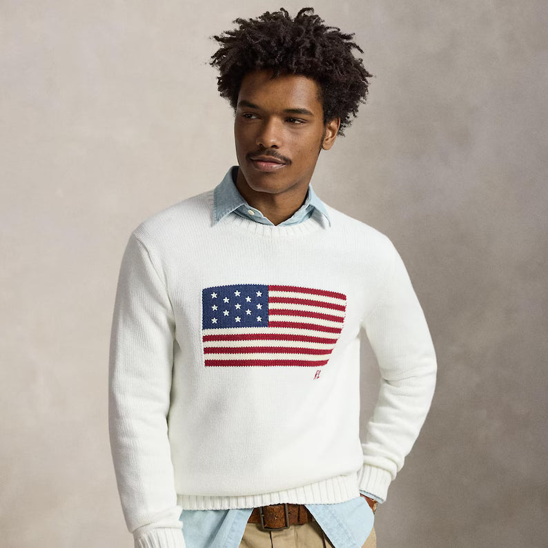 Ralph Lauren American Flag Knit Sweater | Vintage Crewneck Jumper