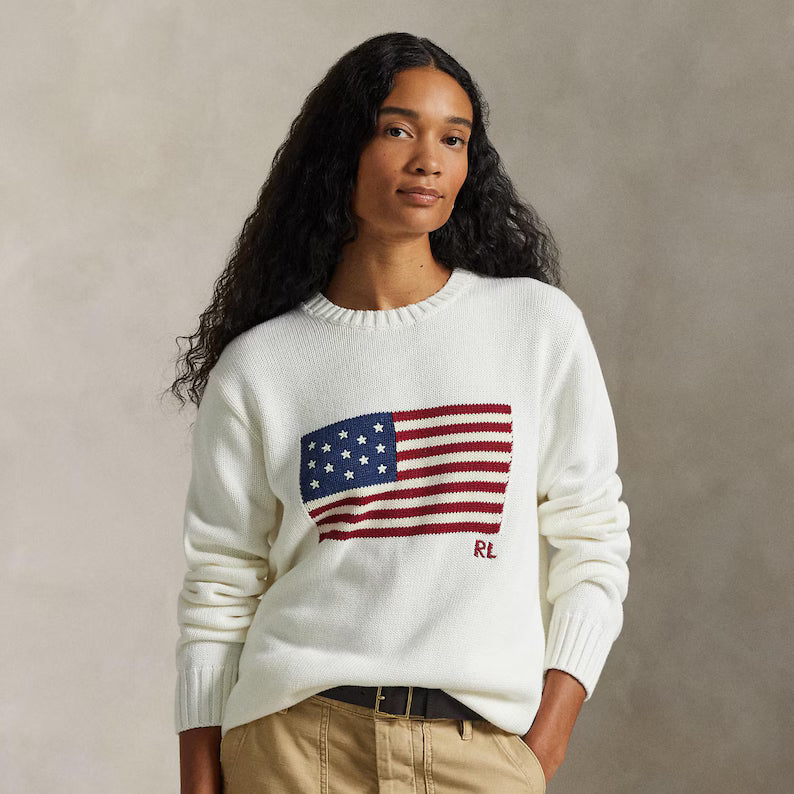 Ralph Lauren American Flag Knit Sweater | Vintage Crewneck Jumper